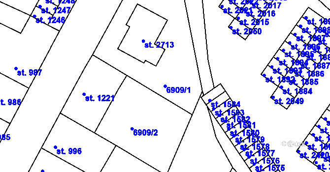 Parcela st. 6909/1 v KÚ Telč, Katastrální mapa