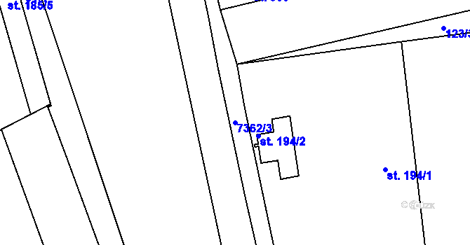 Parcela st. 7362/3 v KÚ Telč, Katastrální mapa