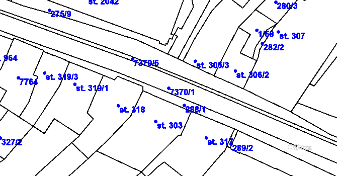 Parcela st. 7370/1 v KÚ Telč, Katastrální mapa