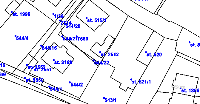Parcela st. 2512 v KÚ Telč, Katastrální mapa