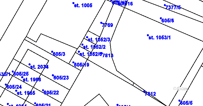 Parcela st. 7813 v KÚ Telč, Katastrální mapa