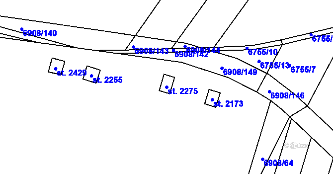 Parcela st. 2275 v KÚ Telč, Katastrální mapa