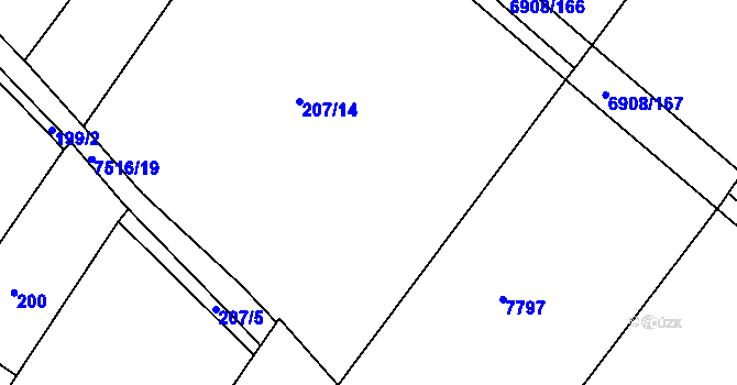Parcela st. 207/15 v KÚ Telč, Katastrální mapa