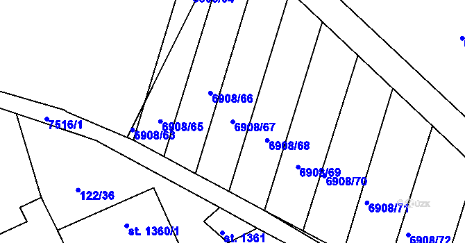 Parcela st. 6908/67 v KÚ Telč, Katastrální mapa