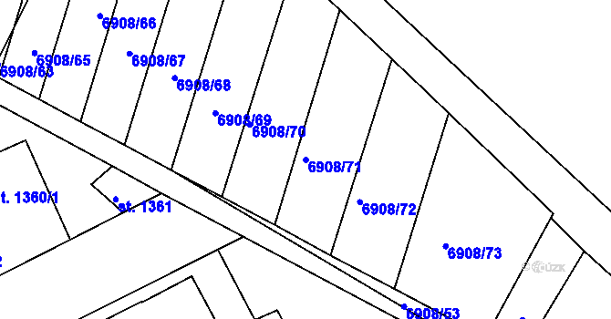 Parcela st. 6908/71 v KÚ Telč, Katastrální mapa
