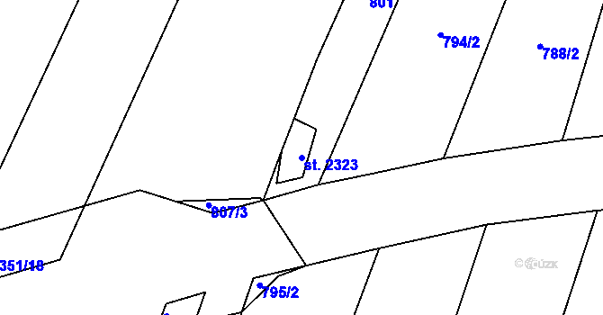 Parcela st. 2323 v KÚ Telč, Katastrální mapa