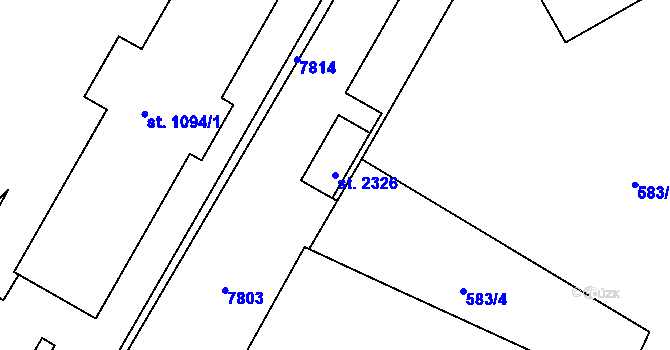 Parcela st. 2326 v KÚ Telč, Katastrální mapa