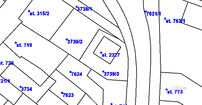 Parcela st. 2327 v KÚ Telč, Katastrální mapa