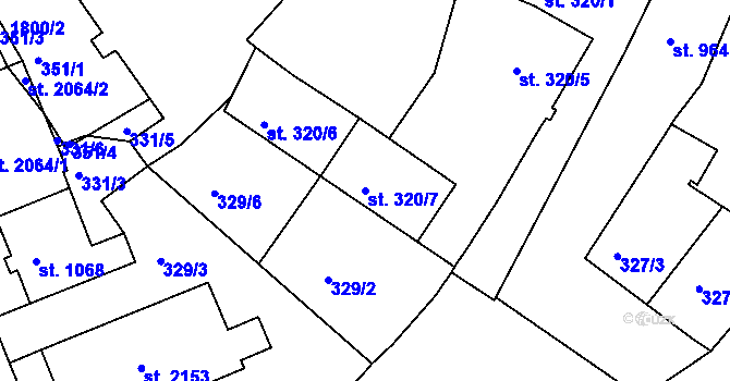 Parcela st. 320/7 v KÚ Telč, Katastrální mapa