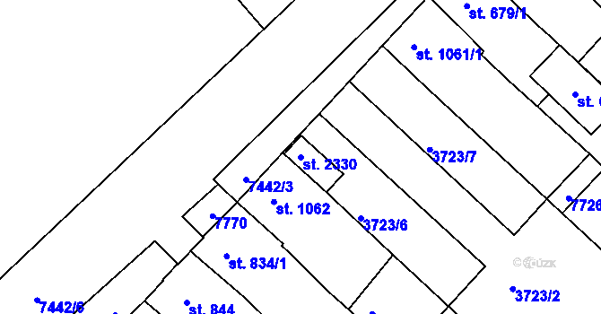 Parcela st. 2330 v KÚ Telč, Katastrální mapa