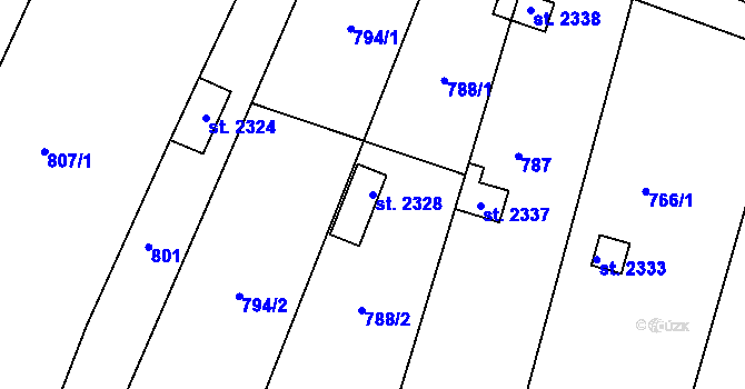 Parcela st. 2328 v KÚ Telč, Katastrální mapa