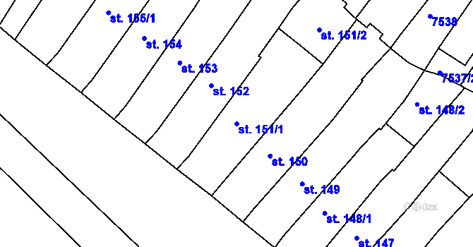 Parcela st. 151/1 v KÚ Telč, Katastrální mapa