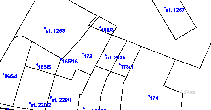 Parcela st. 2335 v KÚ Telč, Katastrální mapa