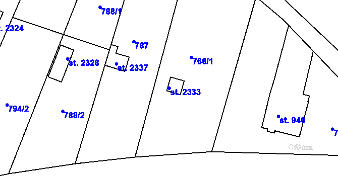 Parcela st. 2333 v KÚ Telč, Katastrální mapa