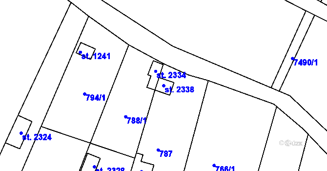 Parcela st. 2338 v KÚ Telč, Katastrální mapa