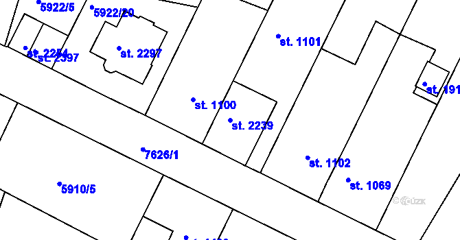 Parcela st. 2239 v KÚ Telč, Katastrální mapa