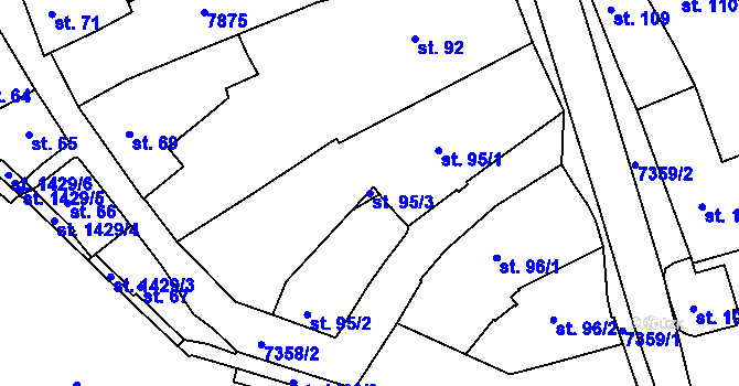 Parcela st. 95/3 v KÚ Telč, Katastrální mapa
