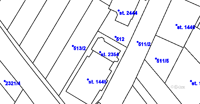 Parcela st. 2354 v KÚ Telč, Katastrální mapa