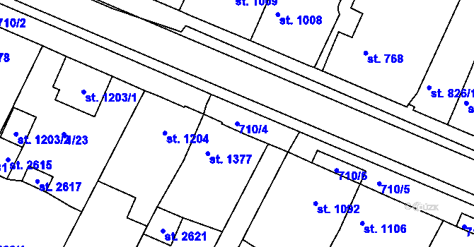 Parcela st. 710/4 v KÚ Telč, Katastrální mapa