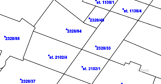 Parcela st. 2328/35 v KÚ Telč, Katastrální mapa