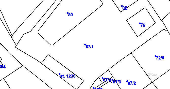 Parcela st. 87/1 v KÚ Telč, Katastrální mapa