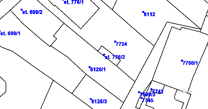 Parcela st. 776/2 v KÚ Telč, Katastrální mapa