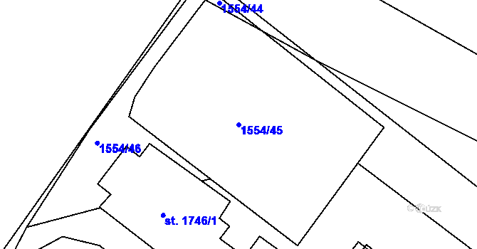 Parcela st. 1554/45 v KÚ Telč, Katastrální mapa