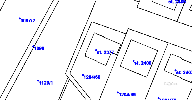 Parcela st. 2377 v KÚ Telč, Katastrální mapa