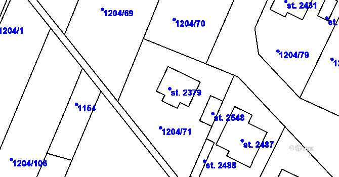 Parcela st. 2379 v KÚ Telč, Katastrální mapa