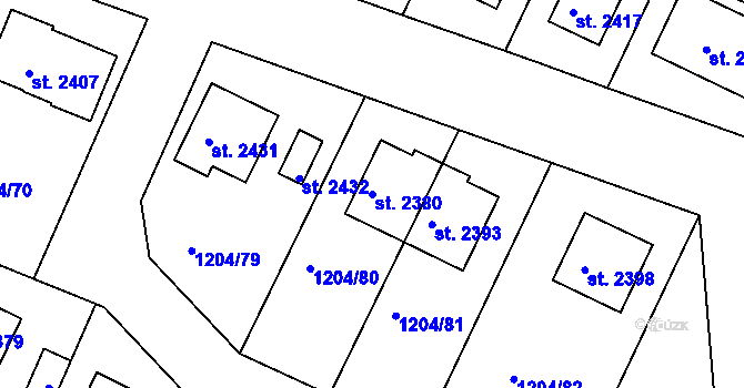 Parcela st. 2380 v KÚ Telč, Katastrální mapa