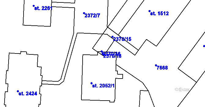 Parcela st. 2370/18 v KÚ Telč, Katastrální mapa
