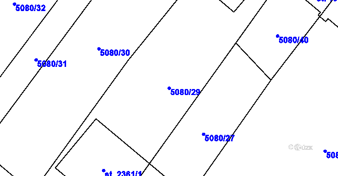 Parcela st. 5080/29 v KÚ Telč, Katastrální mapa