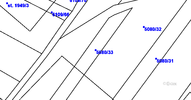 Parcela st. 5080/33 v KÚ Telč, Katastrální mapa