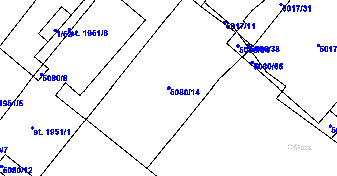 Parcela st. 5080/14 v KÚ Telč, Katastrální mapa