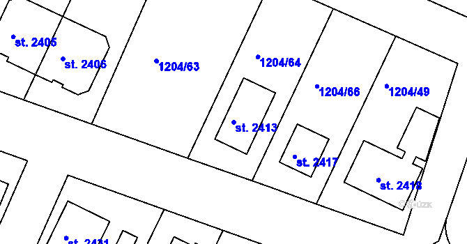 Parcela st. 2413 v KÚ Telč, Katastrální mapa