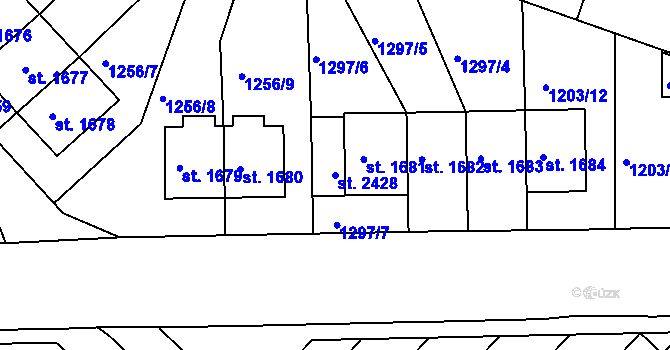 Parcela st. 2428 v KÚ Telč, Katastrální mapa