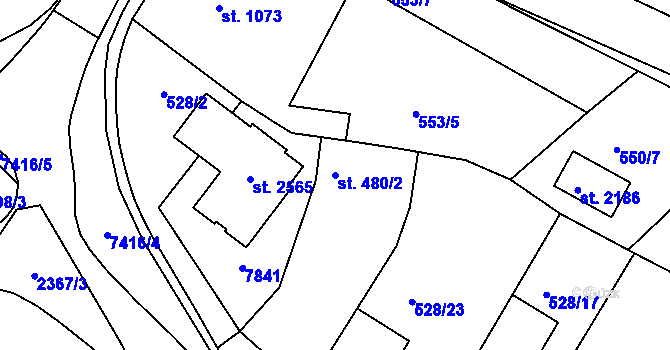 Parcela st. 480/2 v KÚ Telč, Katastrální mapa