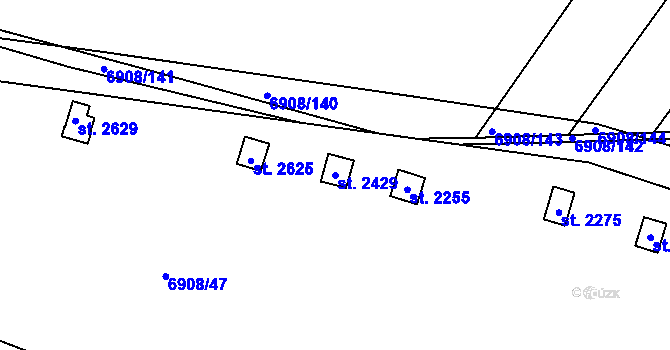 Parcela st. 2429 v KÚ Telč, Katastrální mapa