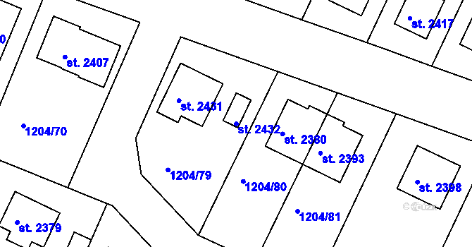Parcela st. 2432 v KÚ Telč, Katastrální mapa
