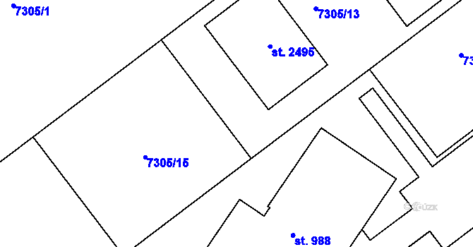 Parcela st. 7305/14 v KÚ Telč, Katastrální mapa