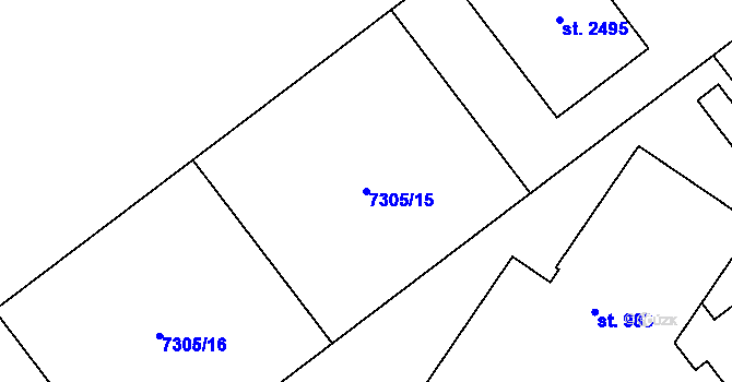 Parcela st. 7305/15 v KÚ Telč, Katastrální mapa