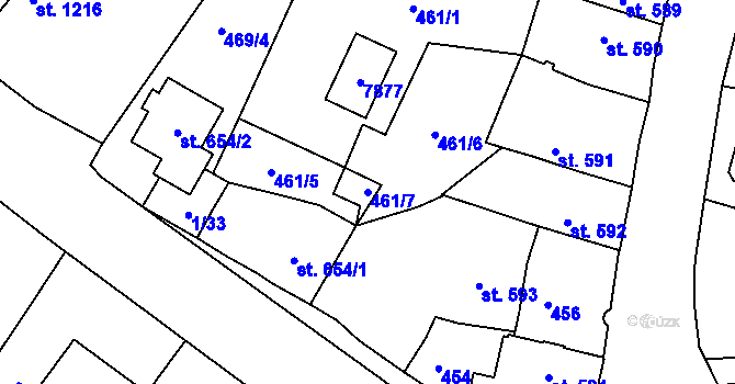 Parcela st. 461/7 v KÚ Telč, Katastrální mapa