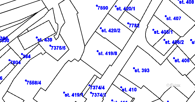 Parcela st. 419/8 v KÚ Telč, Katastrální mapa