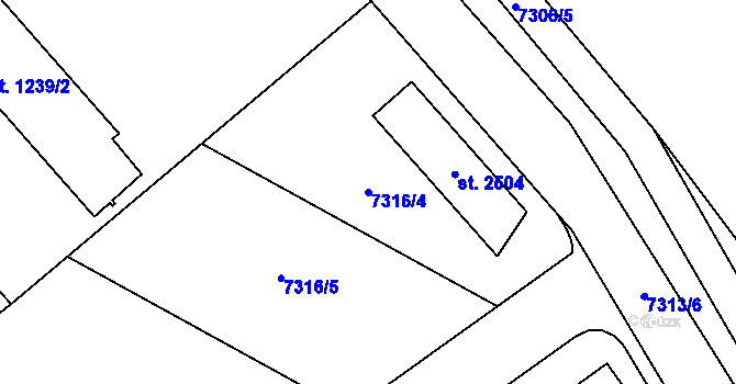 Parcela st. 7316/4 v KÚ Telč, Katastrální mapa