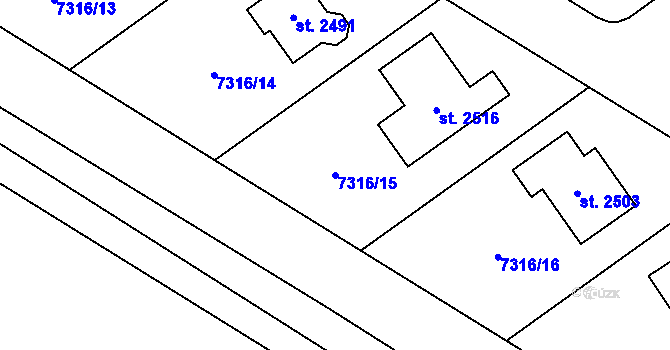 Parcela st. 7316/15 v KÚ Telč, Katastrální mapa