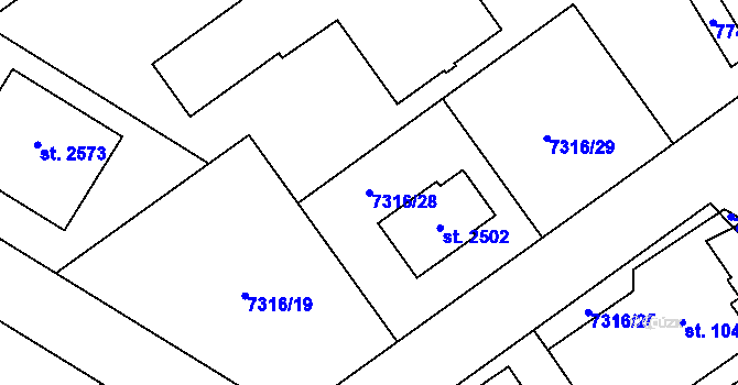 Parcela st. 7316/28 v KÚ Telč, Katastrální mapa