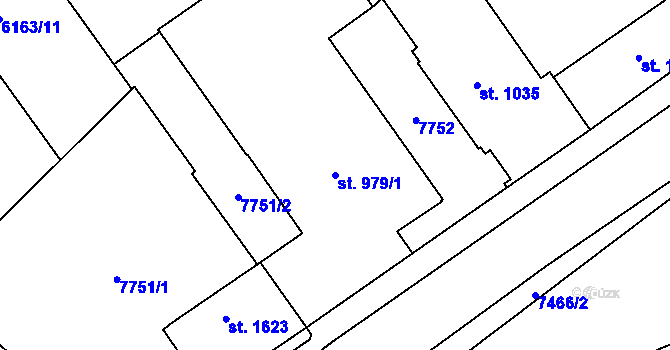 Parcela st. 979/1 v KÚ Telč, Katastrální mapa