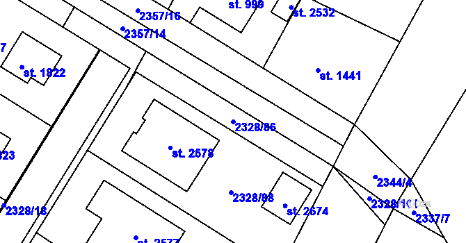 Parcela st. 2328/86 v KÚ Telč, Katastrální mapa