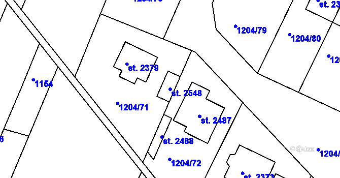 Parcela st. 2548 v KÚ Telč, Katastrální mapa
