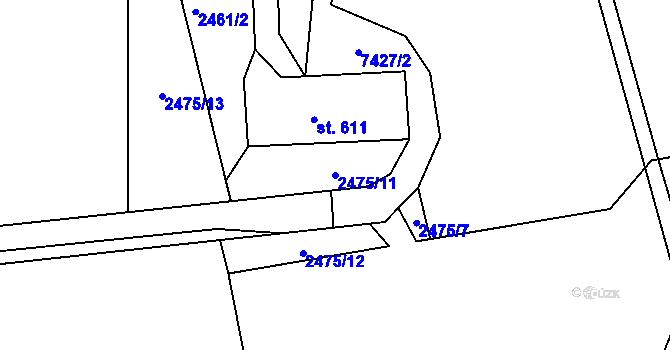 Parcela st. 2475/11 v KÚ Telč, Katastrální mapa